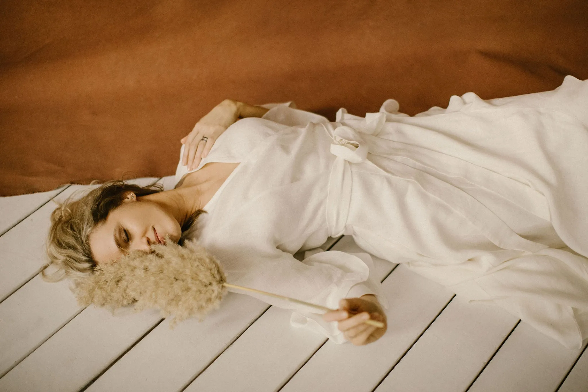 Wrap Around Linen Wedding Dress