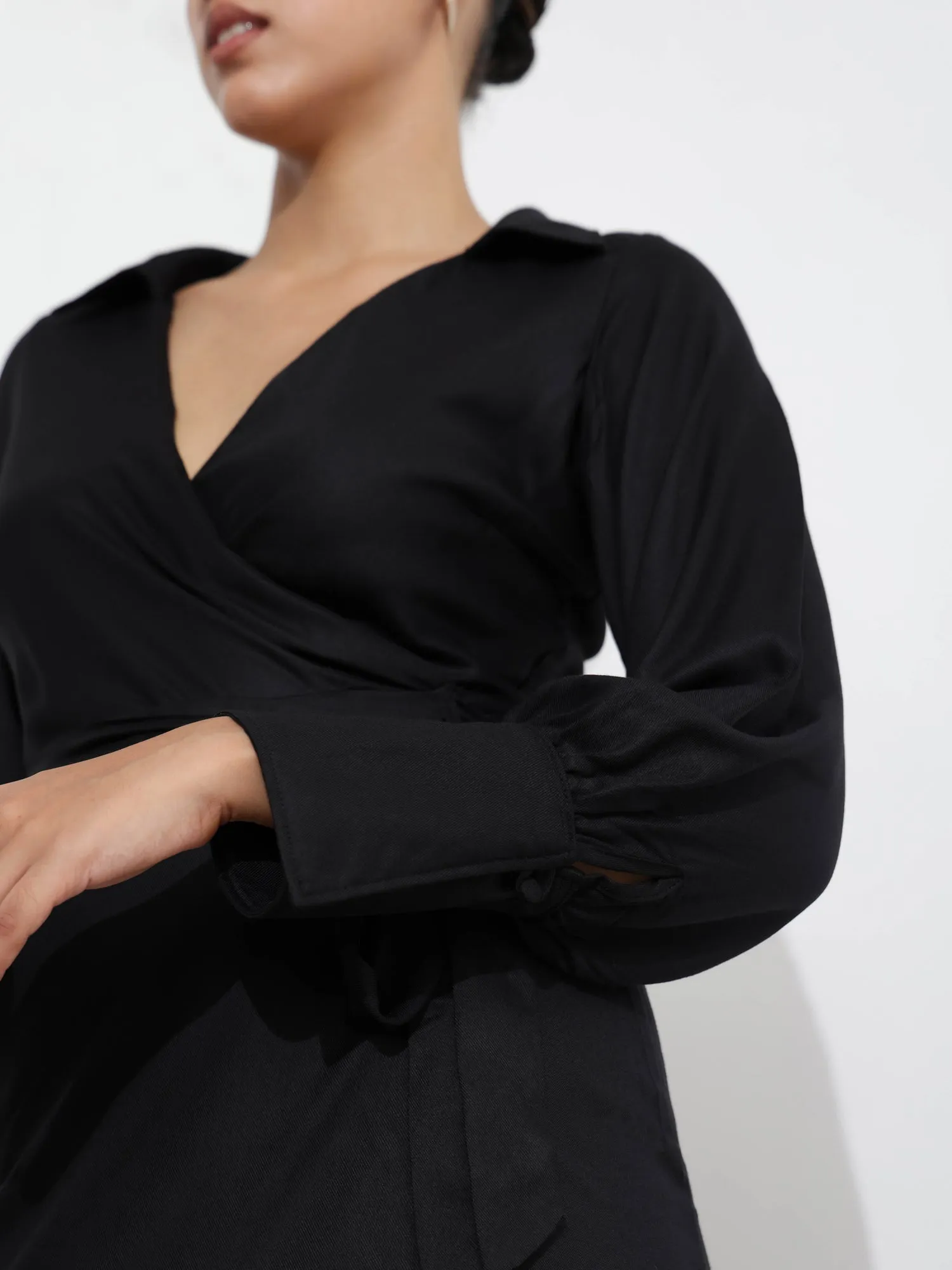 Wrap Cuff Detail Mini Dress