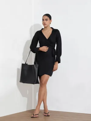 Wrap Cuff Detail Mini Dress
