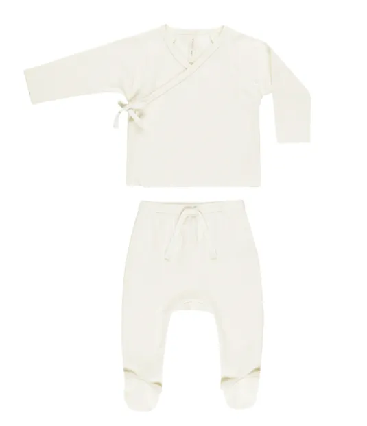 Wrap Top   Footed Pant Set | Ivory