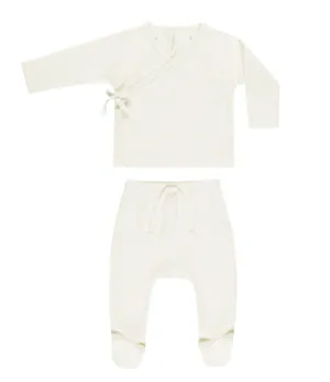 Wrap Top   Footed Pant Set | Ivory