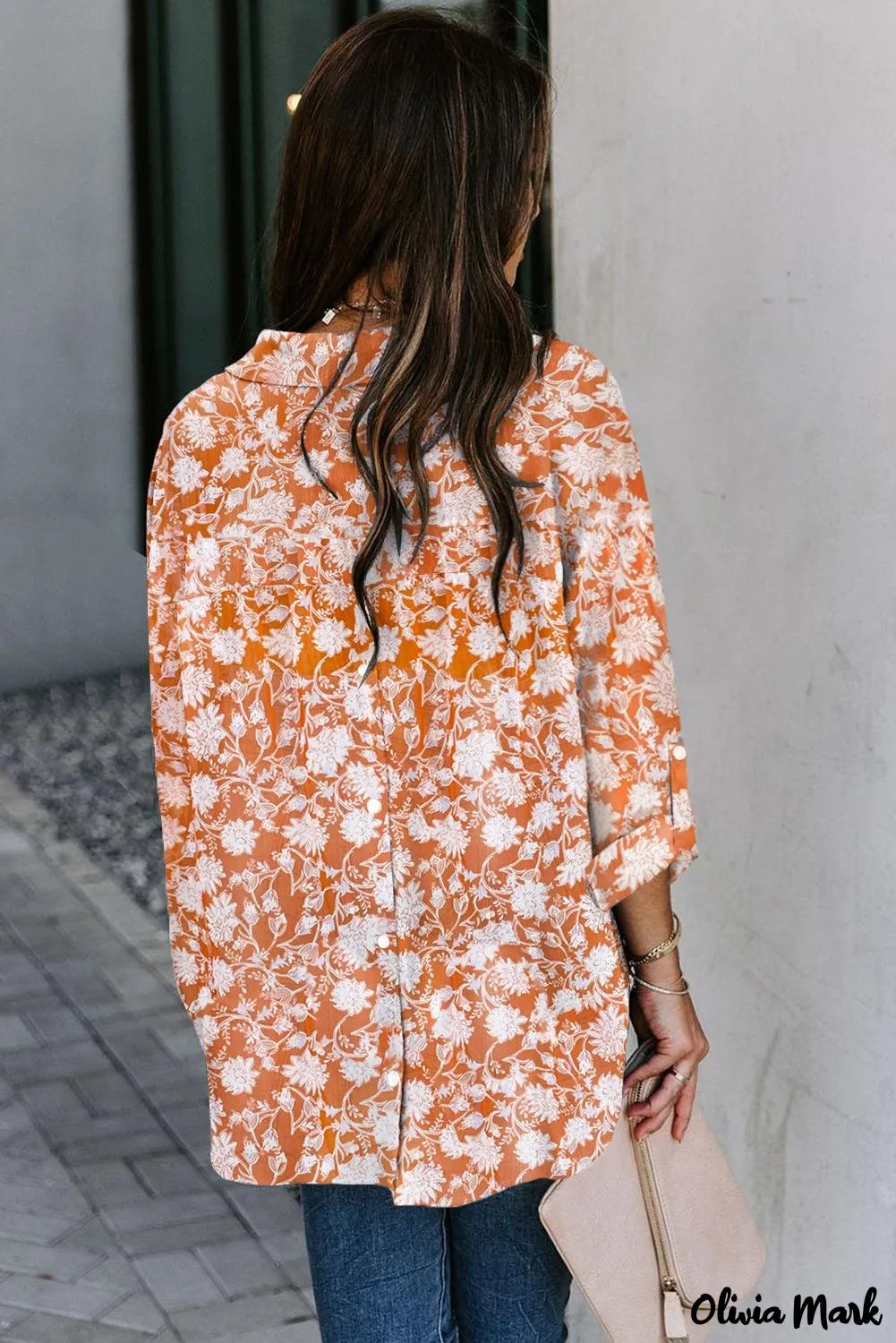 Xieyinshe - White Floral Button Down Long Sleeve Shirt