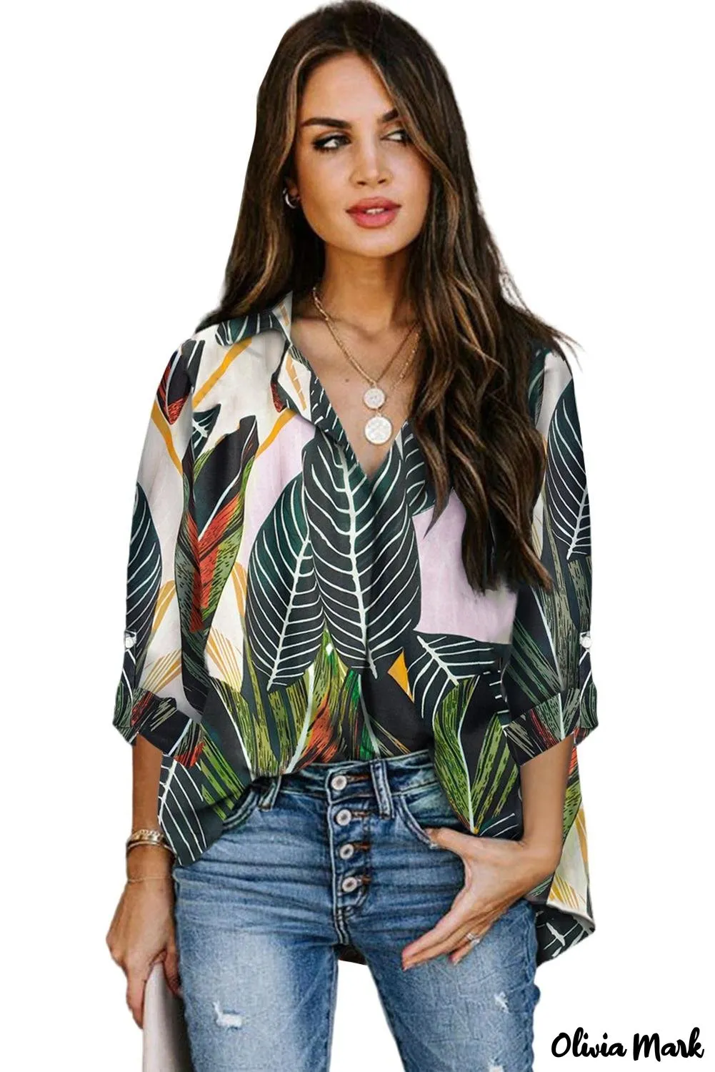 Xieyinshe - White Floral Button Down Long Sleeve Shirt