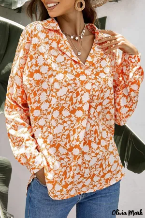 Xieyinshe - White Floral Button Down Long Sleeve Shirt