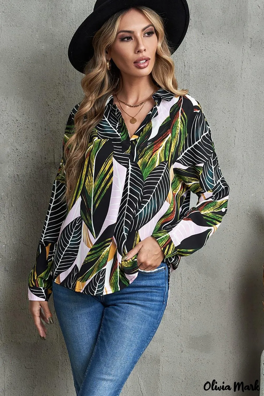 Xieyinshe - White Floral Button Down Long Sleeve Shirt