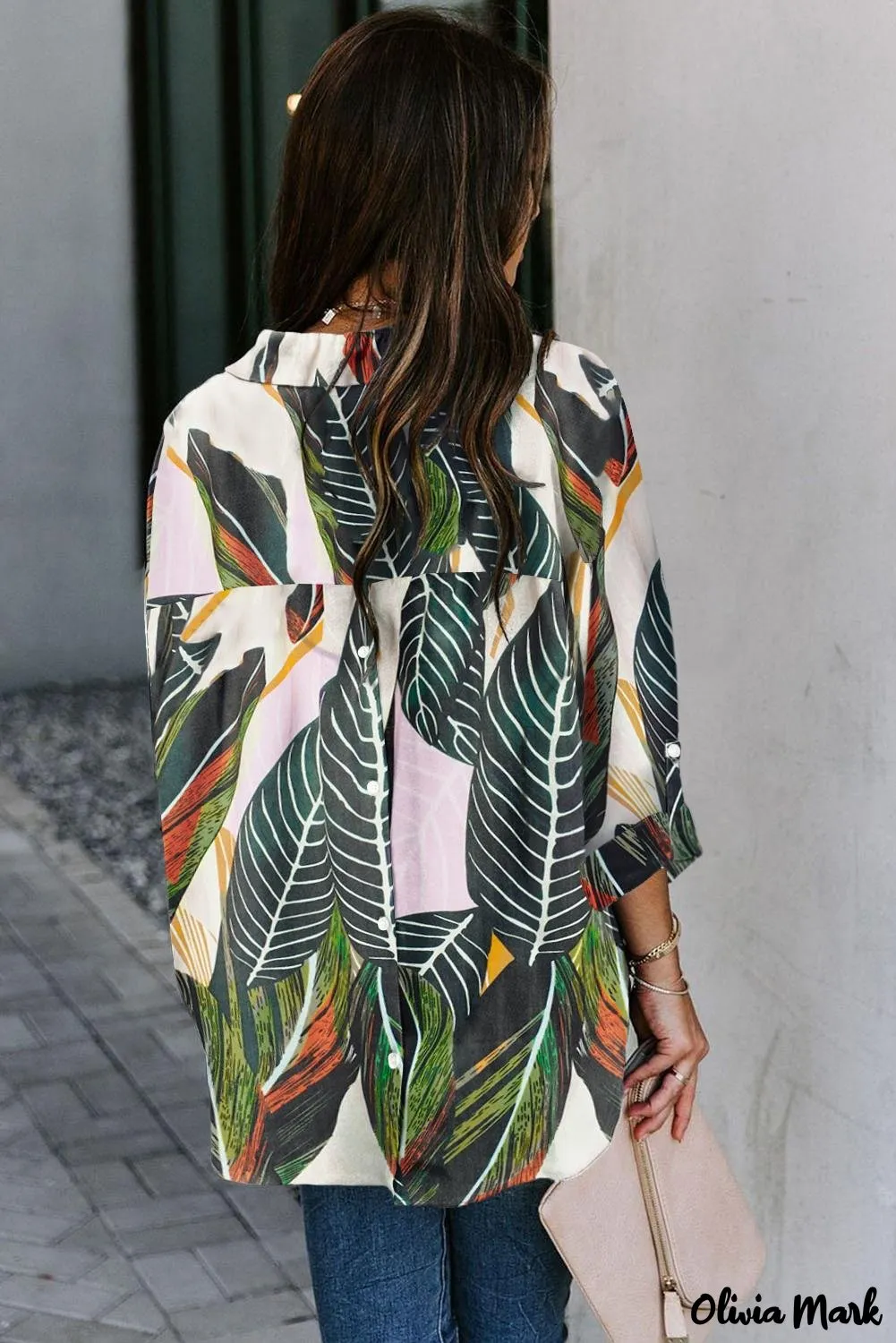 Xieyinshe - White Floral Button Down Long Sleeve Shirt