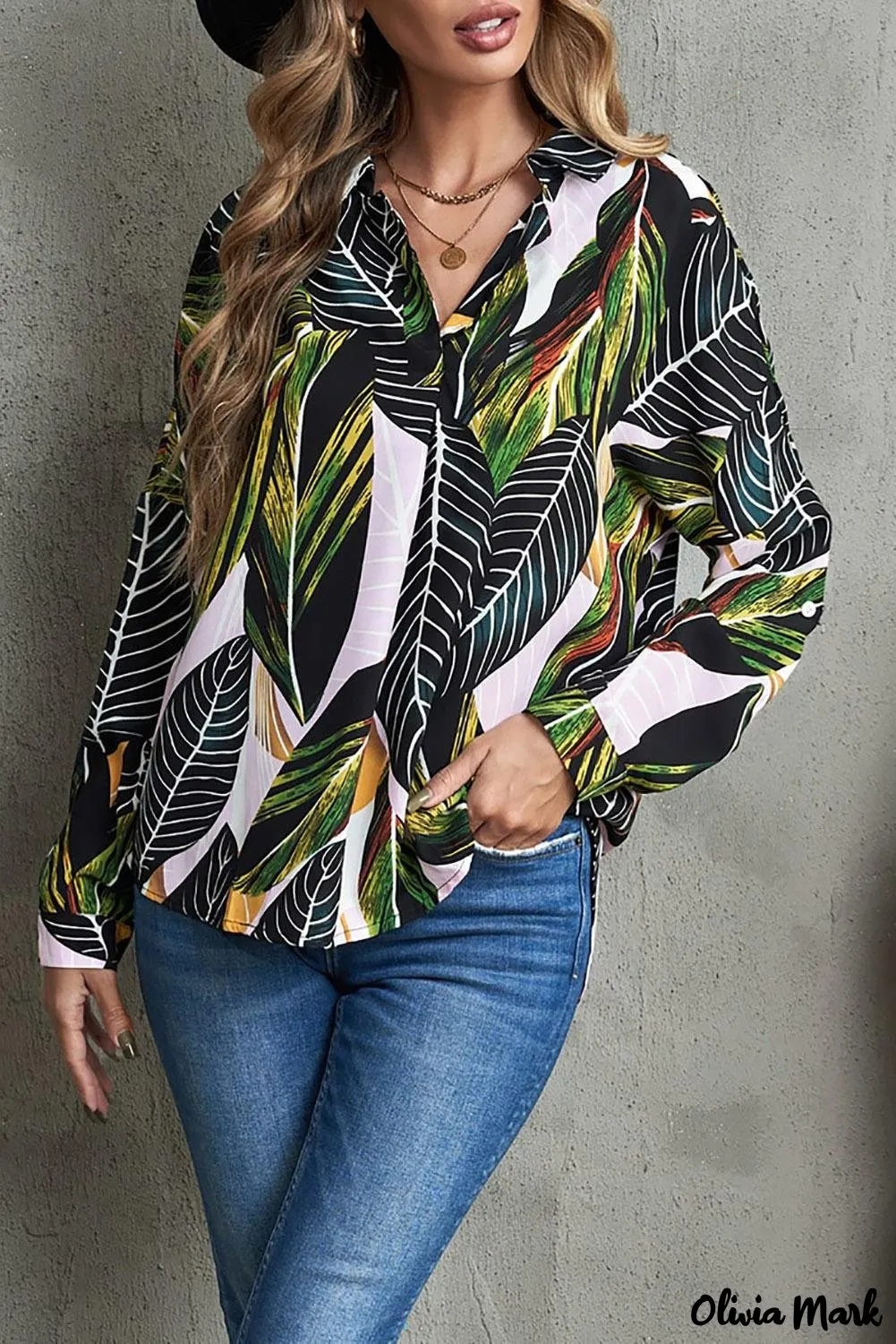 Xieyinshe - White Floral Button Down Long Sleeve Shirt