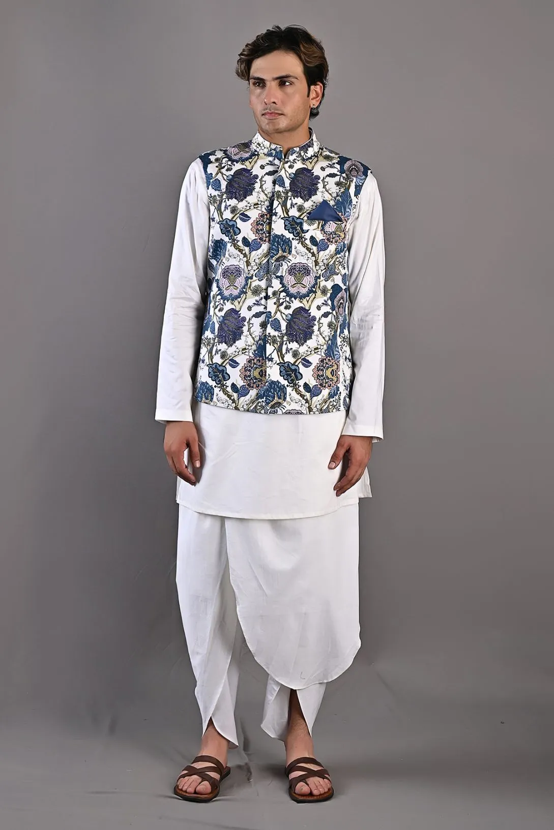 Zephyr Printed Nehru Jacket with Kurta & Pant Set