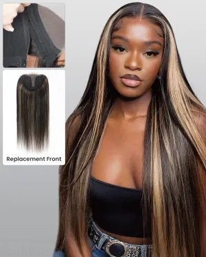 ZIP & Mix-All Wigs | Balayage Color 6-Inch Deep Lace Straight/Body Wave Replaceable Front Wigs With Free 30 Inch After Wigs