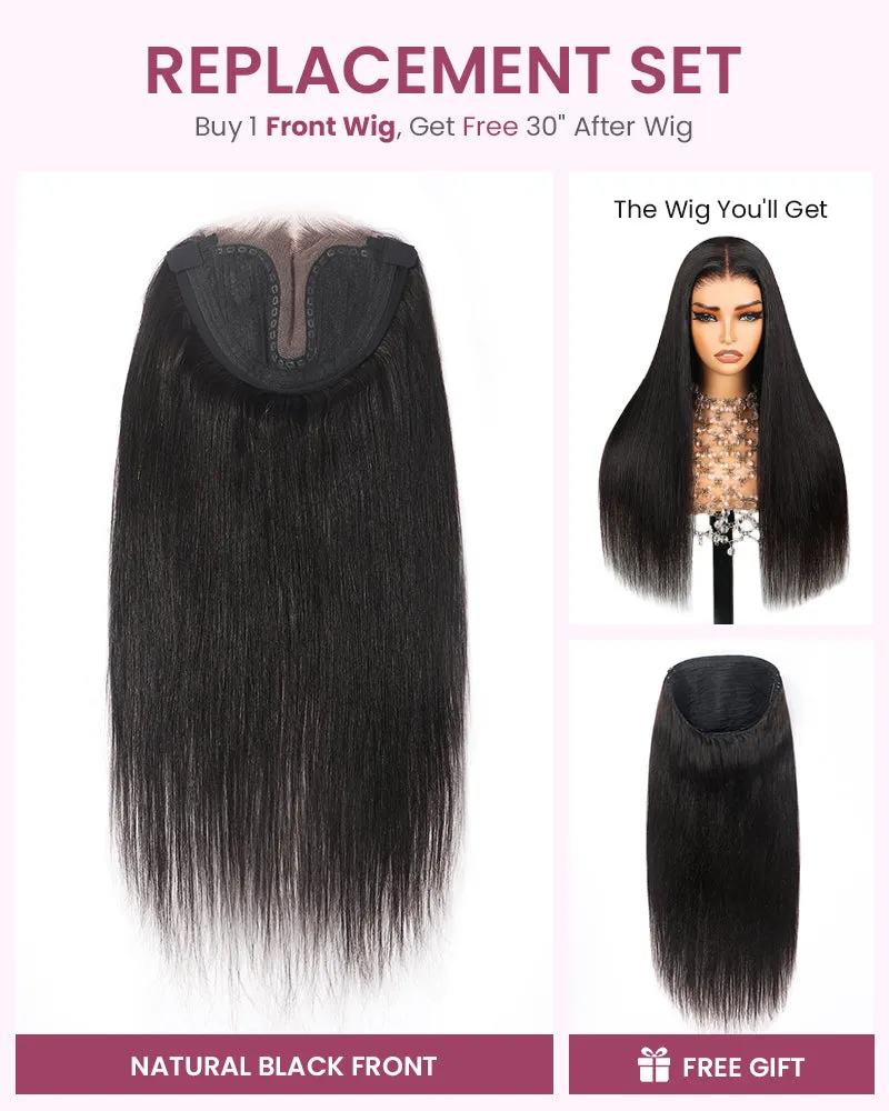 ZIP & Mix-All Wigs | Balayage Color 6-Inch Deep Lace Straight/Body Wave Replaceable Front Wigs With Free 30 Inch After Wigs