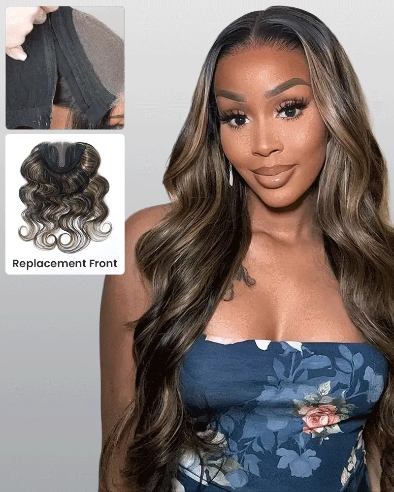 ZIP & Mix-All Wigs | Balayage Color 6-Inch Deep Lace Straight/Body Wave Replaceable Front Wigs With Free 30 Inch After Wigs
