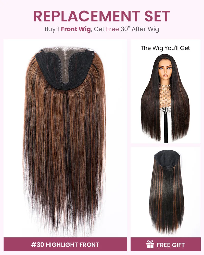 ZIP & Mix-All Wigs | Silky Straight #30 Highlight/Balayage Color 6-Inch Deep Lace Replaceable Front Wigs With Free 30 Inch After Wigs